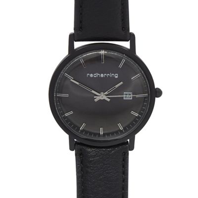Men's black concave watch